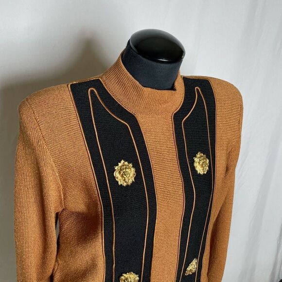 Vintage 80s Diane Delorean Wool Blend Knit Mock Neck Sweater - Women’s S - Picture 5 of 8